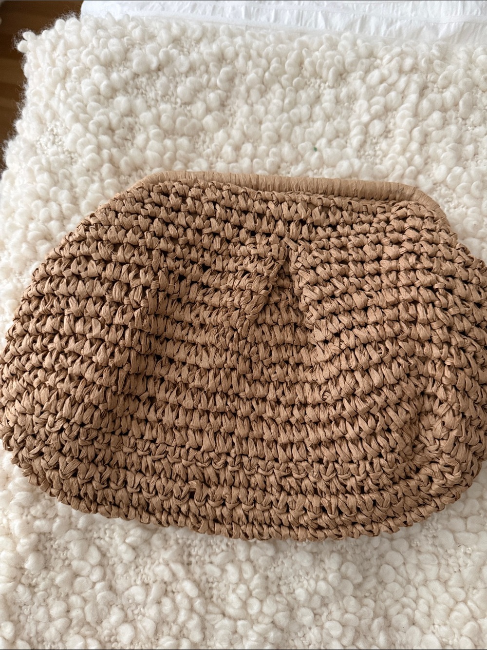 Woven Raffia Clutch Bag in Light Brown